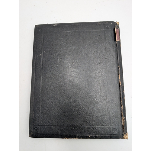 296 - 19th C. Irish carved bog oak Ledger decorated with Shamrocks and central Harp design. {31 cm H x 23 ... 
