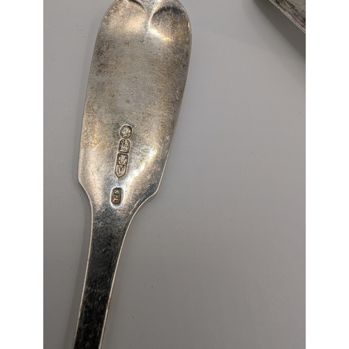 3 - Two Irish silver spoons. Maker John Smith Dublin 1866. Weight 150 gms.  {22 cm L}.