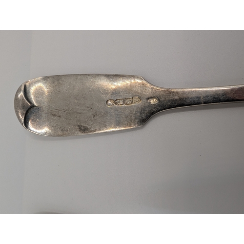 3 - Two Irish silver spoons. Maker John Smith Dublin 1866. Weight 150 gms.  {22 cm L}.