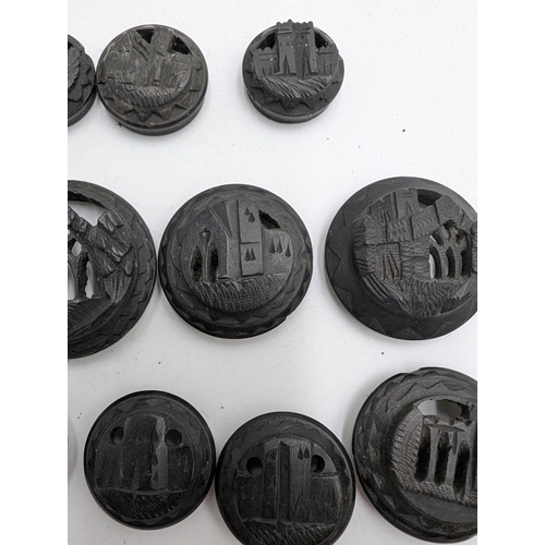 36 - Miscellaneous lot of 19th C. Irish bog oak jewellery including cross pendant, necklaces and other in... 