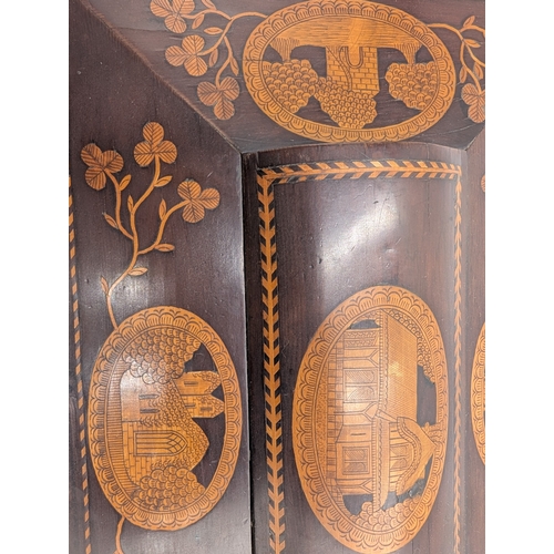 45 - 19th C. Irish Killarney wood arbutus and marquetry  box inlaid with Shamrocks  and oval vignettes of... 
