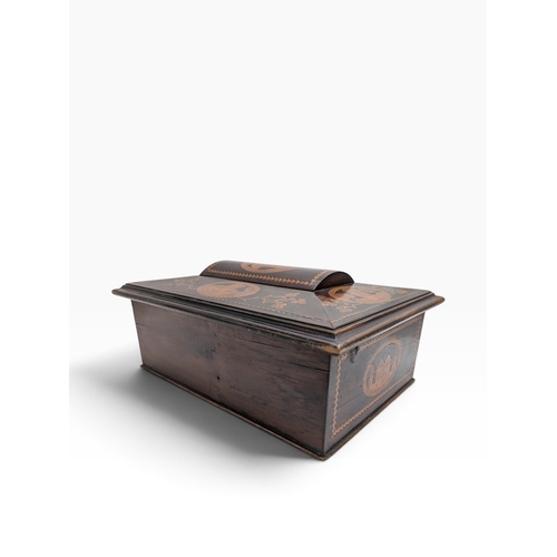 45 - 19th C. Irish Killarney wood arbutus and marquetry  box inlaid with Shamrocks  and oval vignettes of... 