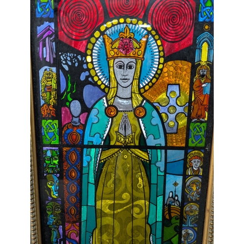 48 - Mirror in gilt frame depicting Our Lady Queen of Ireland Icon of Knock limited edition 274/500 by De... 