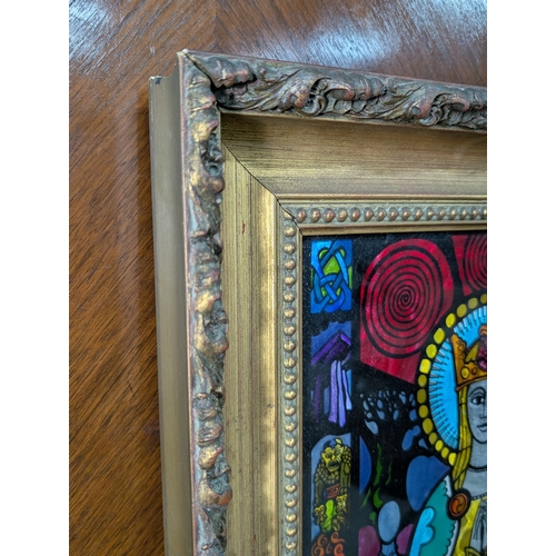 48 - Mirror in gilt frame depicting Our Lady Queen of Ireland Icon of Knock limited edition 274/500 by De... 