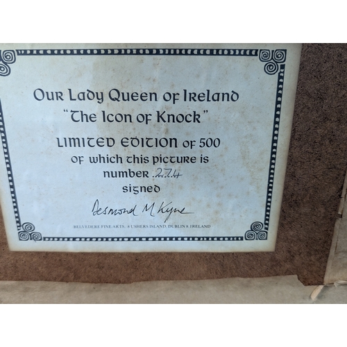48 - Mirror in gilt frame depicting Our Lady Queen of Ireland Icon of Knock limited edition 274/500 by De... 