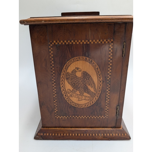 50 - 19th C. Irish Killarney wood arbutus and marquetry jewellery box inlaid with vignettes of Muckross A... 