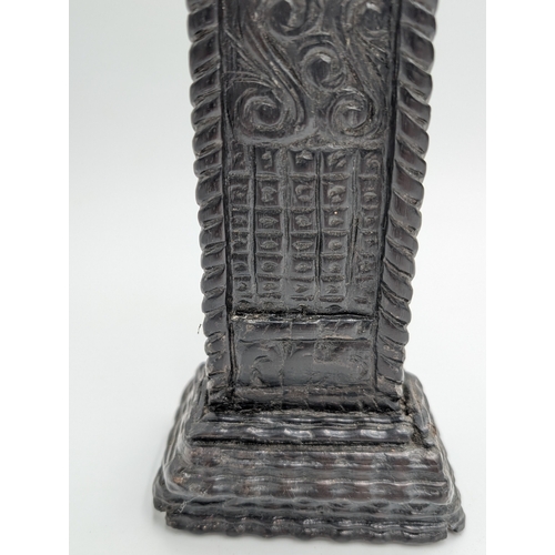 51 - 19th C. Irish bog oak Celtic cross. {33 cm H x 15 cm W x 6 cm D}.