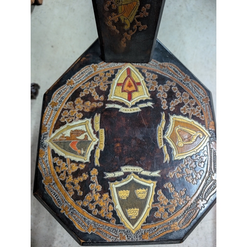 54 - 19th C. Irish Killarney wood arbutus and marquetry spinning chair the back slat inlaid  with Round T... 