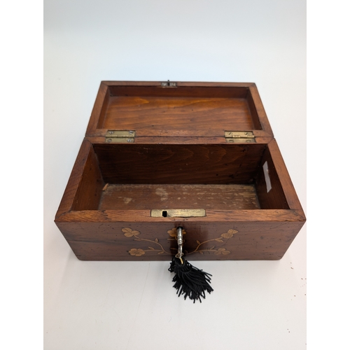 57 - 19th C. Irish Killarney wood arbutus and marquetry dome topped lidded box inlaid with Glena Cottage,... 