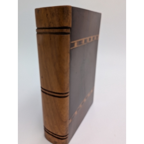60 - 19th C. Irish Killarney wood arbutus Bible box inscribed with Killarney Lakes. {13 cm H x 9 cm W x 3... 