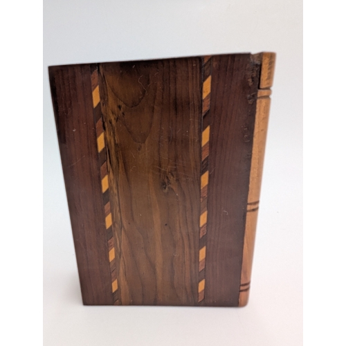 60 - 19th C. Irish Killarney wood arbutus Bible box inscribed with Killarney Lakes. {13 cm H x 9 cm W x 3... 