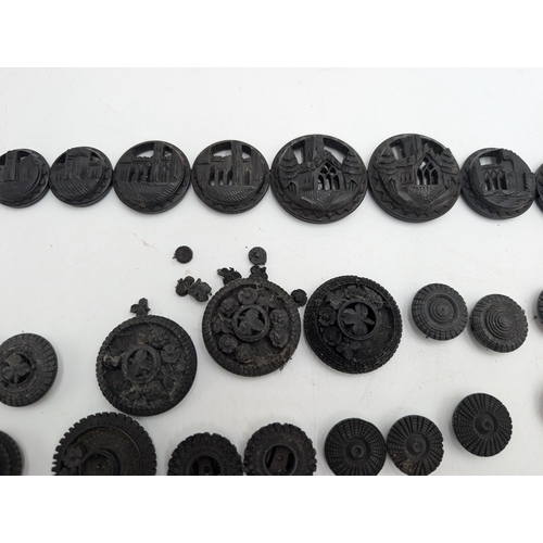 36 - Miscellaneous lot of 19th C. Irish bog oak jewellery including cross pendant, necklaces and other in... 