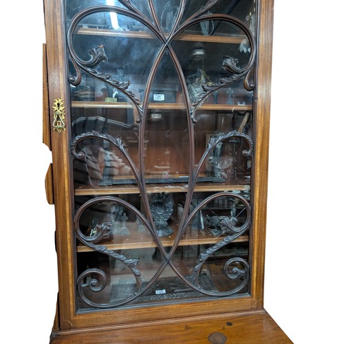 43 - Large Edwardian Irish four door breakfront bookcase salvaged from RMS Celtic has decorative glazing ... 