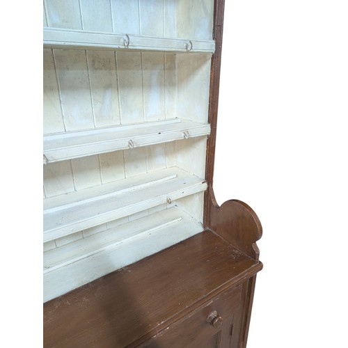 295 - 19th C. Irish painted pine Co Galway dresser decorated with Heart  and Shamrocks with two drawers ov... 