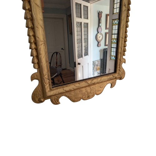 441 - Irish Georgian giltwood pier mirror decorated with Hoho bird. {120 cm H x 58 cm W}.