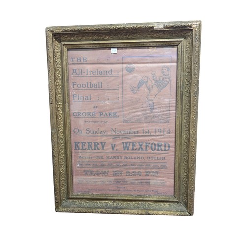 All Ireland Football Final Croke Park Nov 1st 1914 Kerry vs Wexford framed advertising print. {65 cm H x 50 cm W}.