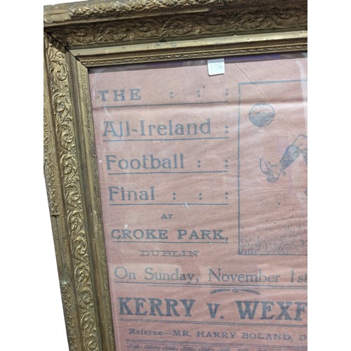 147A - All Ireland Football Final Croke Park Nov 1st 1914 Kerry vs Wexford framed advertising print. {65 cm... 