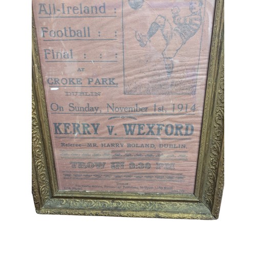 147A - All Ireland Football Final Croke Park Nov 1st 1914 Kerry vs Wexford framed advertising print. {65 cm... 