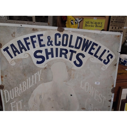 3 - Rare Taaffe and Coldwell's Shirts 81 Grafton Street Dubin enamel advertising sign. {102 cm H x 92 cm... 