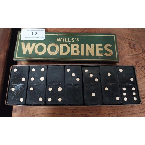17 - Two 20th C. pencil tins - Lyra and A W Faber and Early 20th C. Wills's Woodbine Dominos Tin. {2 cm H... 