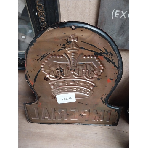 23 - Early 20th C. painted and embossed copper Imperial wall plaque. {22 cm H x 21 cm W}.