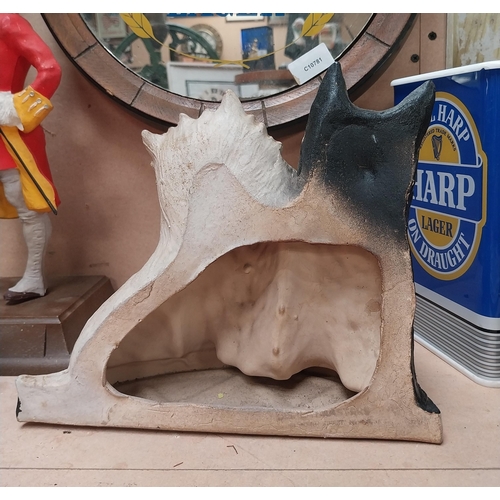 31 - Black and White Whiskey ruberoid advertising model of Scottie Dogs. {32 cm H x 29 cm W x 9 cm D}.