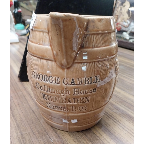 32 - Rare George Gamble Cullinagh House Kilmeaden Christmas 1903 stoneware jug. {19 cm H x 23 cm W x 14 c... 