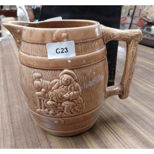32 - Rare George Gamble Cullinagh House Kilmeaden Christmas 1903 stoneware jug. {19 cm H x 23 cm W x 14 c... 