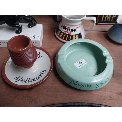 34 - 19th C. Apollinaris ceramic matchstrike by James Green and Nephew London {10 cm h x 12 cm Dia.}. Pla... 
