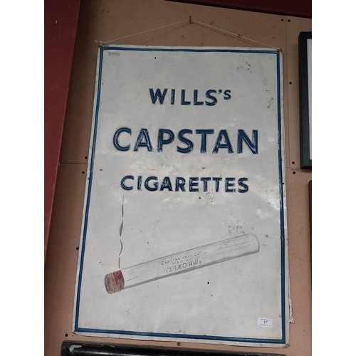 38 - Wills's Capstan Cigarettes tin plate advertising sign. {90 cm H x 60 cm W}.