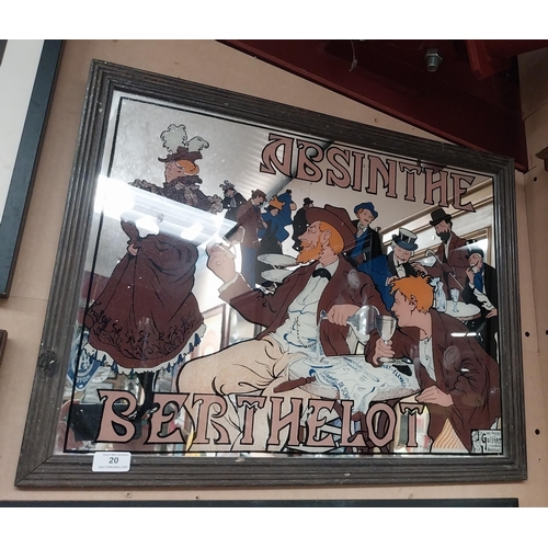 45 - Absinthe Berthelot framed advertising mirror. {51 cm H x 65 cm W}.