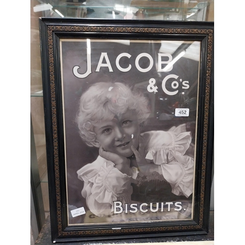 54 - Jacob and Co's Biscuits Black and White print in original Jacob's  frame. {57 cm H x 45 cm W}.
