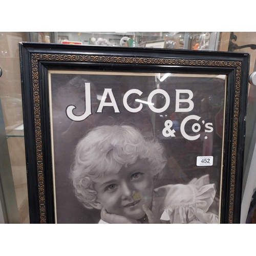 54 - Jacob and Co's Biscuits Black and White print in original Jacob's  frame. {57 cm H x 45 cm W}.