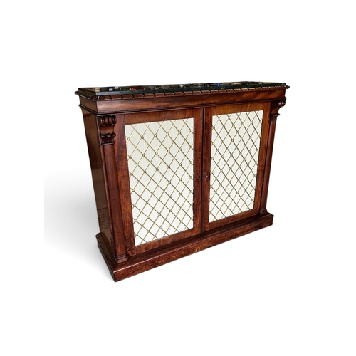 27 - Regency mahogany side cabinet with marble top. {99 cm H x 107 cm W x 43 cm D}. (NOT AVAILABLE TO VIE... 