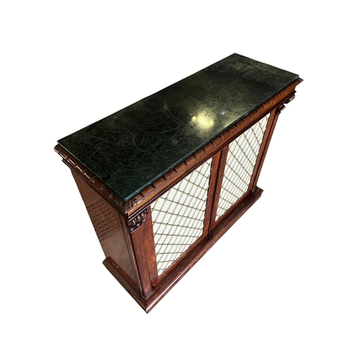 27 - Regency mahogany side cabinet with marble top. {99 cm H x 107 cm W x 43 cm D}. (NOT AVAILABLE TO VIE... 