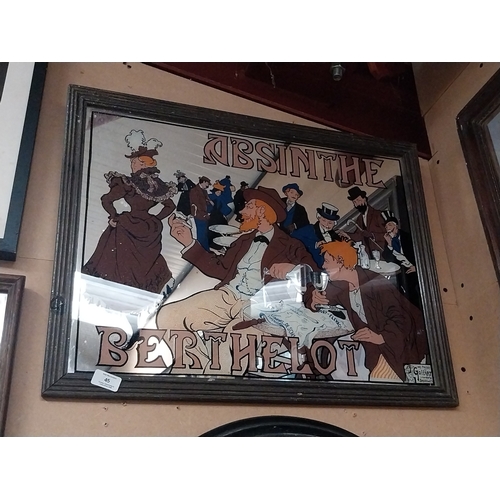 45 - Absinthe Berthelot framed advertising mirror. {51 cm H x 65 cm W}.