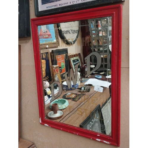 55 - DWD The finest Whiskey in the world late 19th C advertising mirror {57 x44}