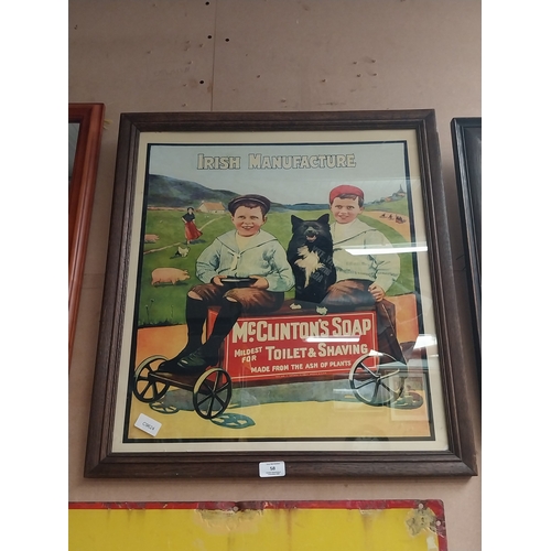58 - Vintage McClinton's Soap framed advertising print. {65 cm H x 59 cm W}.