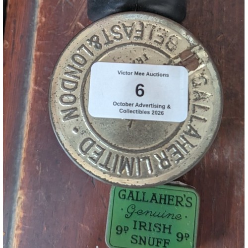 6 - Gallaghers tobacco tin and snuff box {Tin:7cm H x 7cm W 1cm H x Snuff: 4cm w x 3cm D}