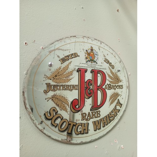 49 - J & B{ Justerini & Brooks} rare scotch whisky oval advertising mirror {H 33cm x W 40cm } NOT AVAILAB... 