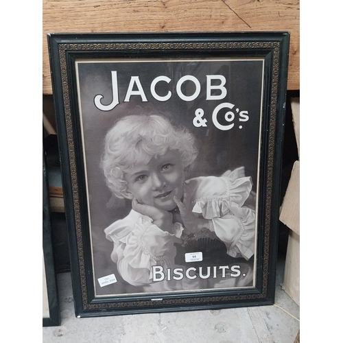54 - Jacob and Co's Biscuits Black and White print in original Jacob's  frame. {57 cm H x 45 cm W}.