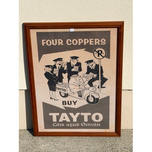 4 - Framed black and white Tayto bi lingual pictorial advertising print. {65cm H x 48cm W}