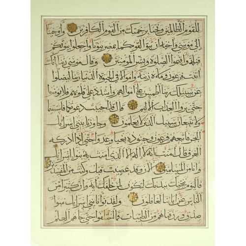 15 - A Mamluk Qur’an Folio, Egypt, 14th Century .

Qur’an X. Surah Al Younus vv.75 to vv.93part

Arabic m... 