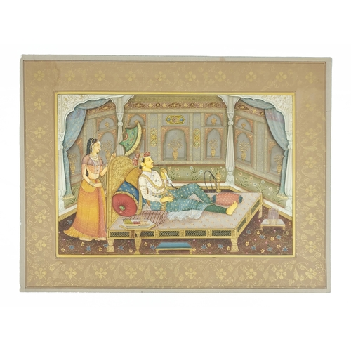 25 - Three Mughal Miniatures Depicting Scenes From Daily Lives of Nobles, Early 20th Century. 
Two horizo... 