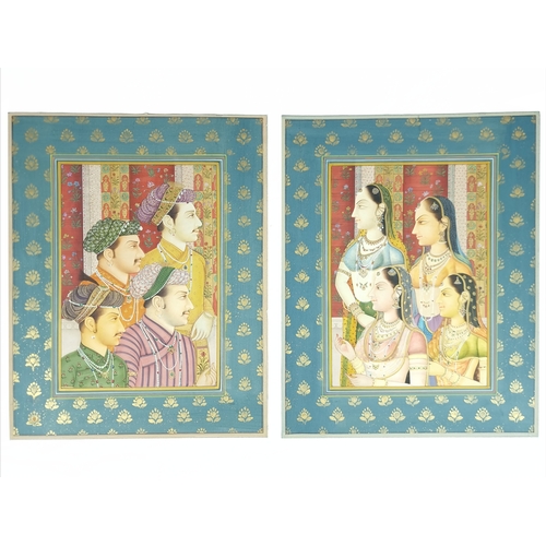 26 - Two Mughal Style Miniatures, India, Early 20th Century . 
Of vertical composition, two Mughal style ... 