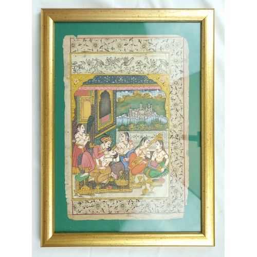 27 - A Compilation Of Mughal Miniatures About Palace Entertainment, 19th Century, India . 
Of vertical co... 