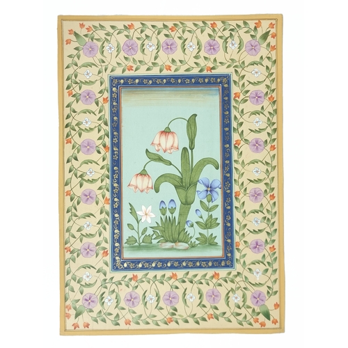 28 - A pair of Mughal style flower pictures, early 20th Century, India.

Of vertical composition goache o... 