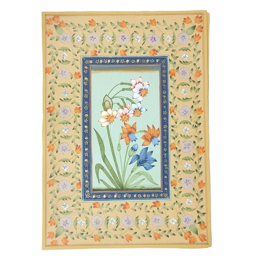 28 - A pair of Mughal style flower pictures, early 20th Century, India.

Of vertical composition goache o... 