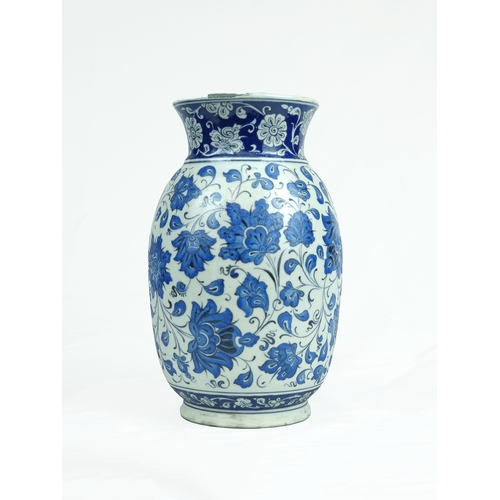 30 - Iznik Style Kutahya Porcelain Vase, Turkey, Late 19th - Early 20th Century.

Of bulbous body and a s... 