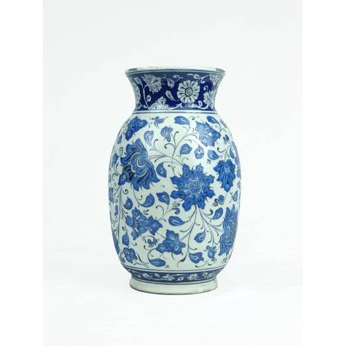 30 - Iznik Style Kutahya Porcelain Vase, Turkey, Late 19th - Early 20th Century.

Of bulbous body and a s... 